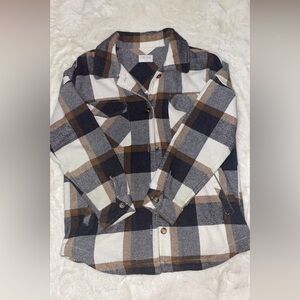 Plaid Women's Jacket in Black, White, and Brown